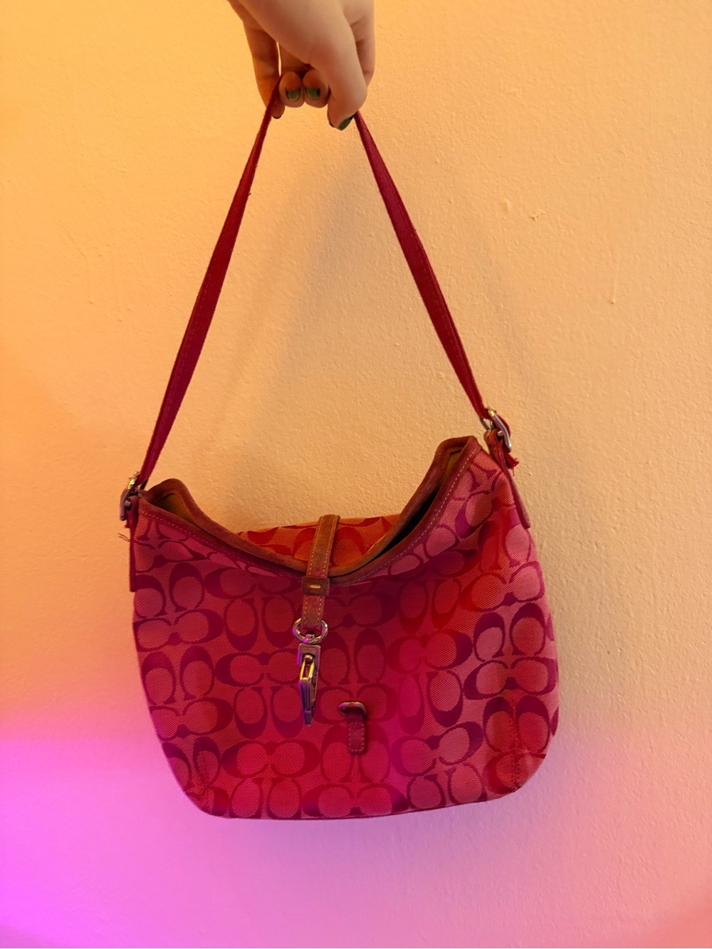 Rare 2003 Coach Pink Signature Hampton Shoulder Bag